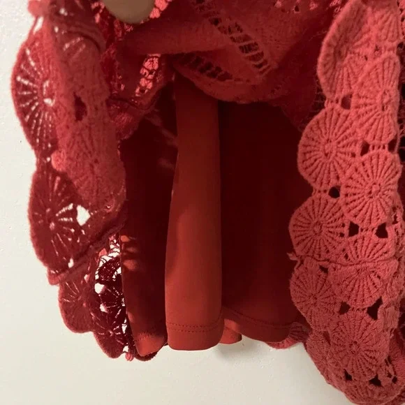 Boho Hippie Boutique Brand crochet tank fall pumpkin/rust size large lined - Picture 3 of 7